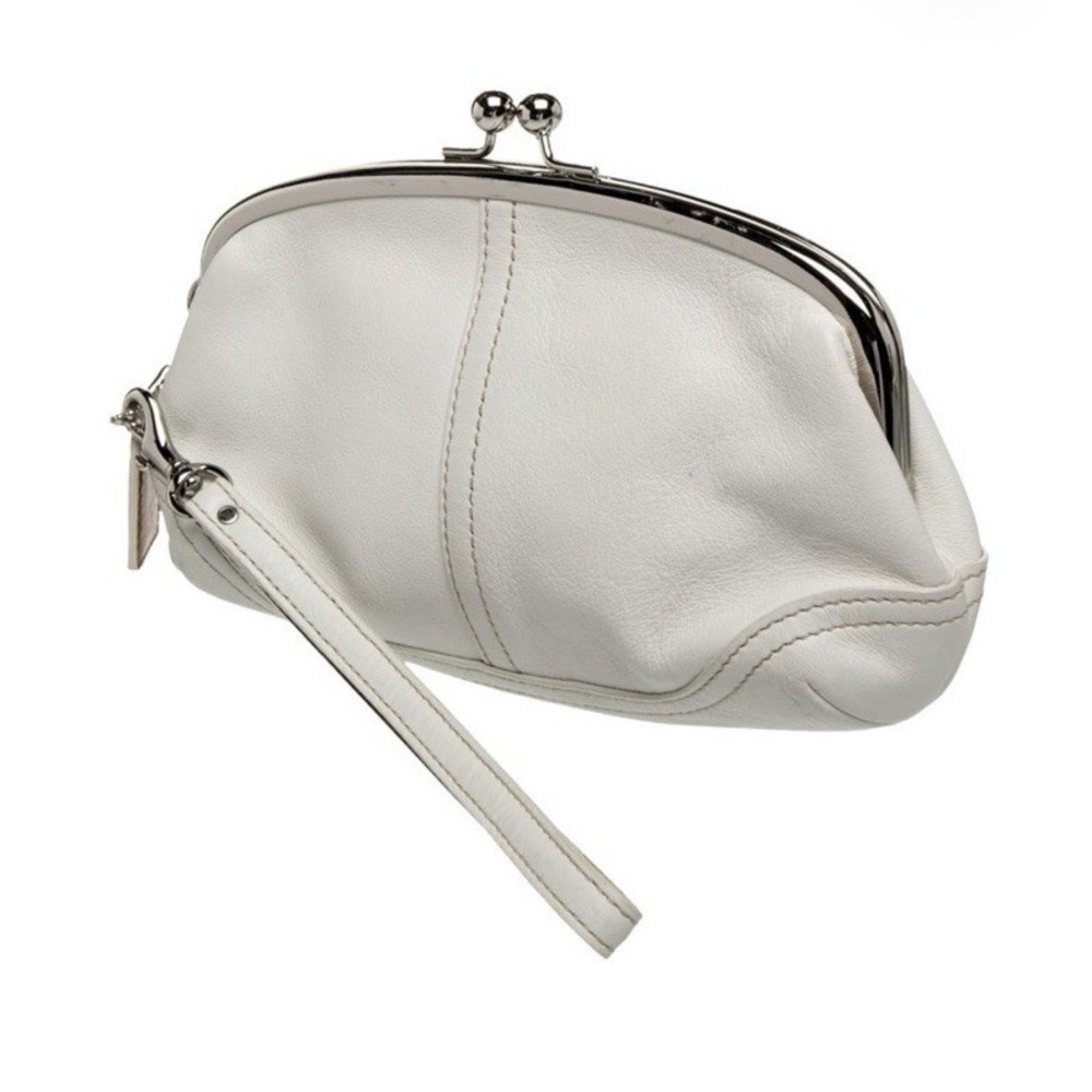 Vtg Coach Soho Kisslock Wristlet Clutch White Timeless Classic Minimalist - Picture 3 of 12
